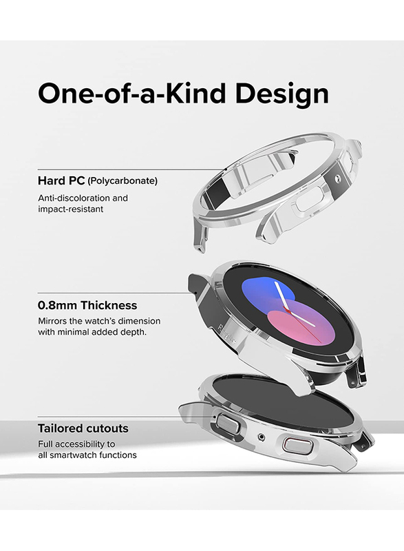 Ringke Slim Case Compatible with Samsung Galaxy Watch 5 44mm,  Anti-Yellowing  Premium PC Hard Thin Cover - Dark Chrome